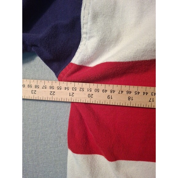 Vintage Boston Traders Polo Shirt Mens  L Striped Long Sleeve 90s Red White Blue - Picture 8 of 8